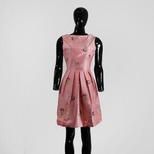 Vark M Floral Embroidered Pink A-Line Dress Summer Party